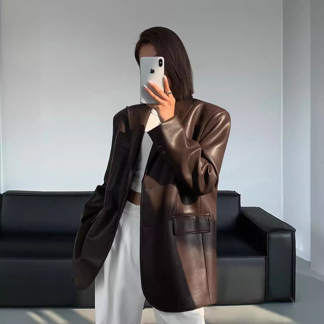 Tiffany™ - Deri blazer ceket