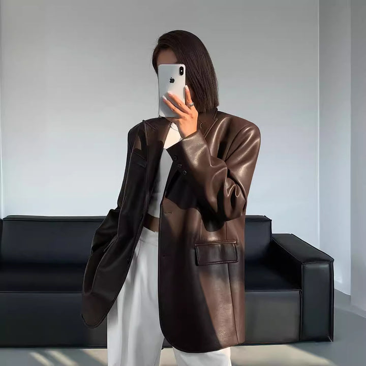 Tiffany™ - Deri blazer ceket